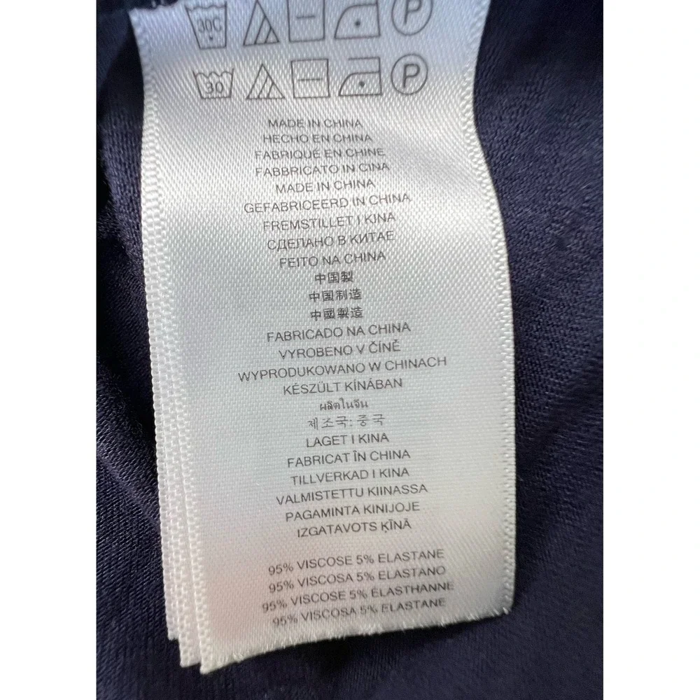 Michael Kors Navy Viscose Spandex 3/4 Sleeve Side Zip V Neck T Shirt Women's  XS